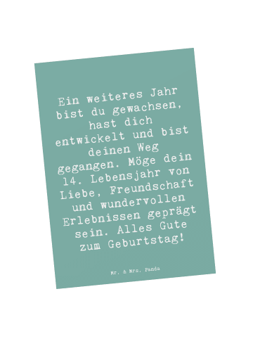 Mr. & Mrs. Panda Wanddeko Spruch 14. Geburtstag mit Spruch in Meeresbrise