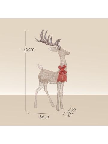 Outsunny LED Rentier-66L x 25B x 135H cm-Gold