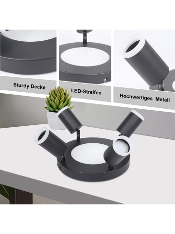 ZMH Deckenleuchte LED 4-flammige GU10 in schwarz rund schwenkbar Warmweiß L 25cm