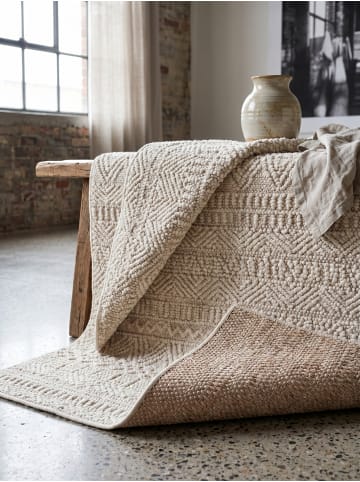 KADIMA DESIGN Flachgewebe-Teppich Ethno Streifen Boho Pflegeleicht in Creme