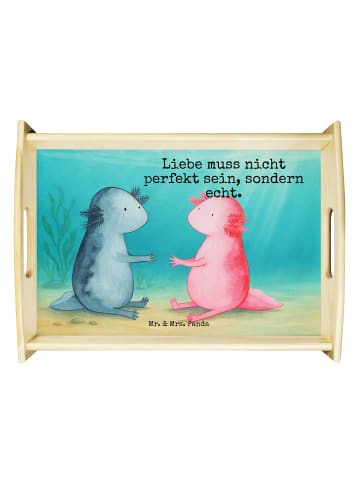 Mr. & Mrs. Panda Servierbrett Axolotl Liebe Design mit Spruch in Weiß