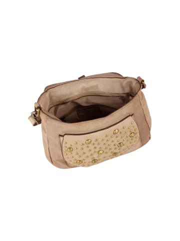 IZIA Damen Ledertasche Mit Nieten in Beige