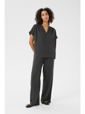 Kaffe Kurzarm-Bluse KAmilia Loose fit in Black Oyster