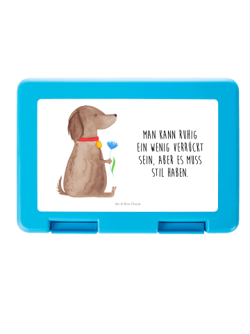 Mr. & Mrs. Panda Brotbox Hund Blume mit Spruch in Weiß