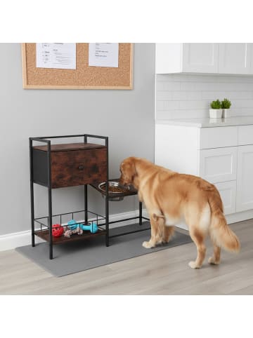 relaxdays Hunde-Futterstation "Industrial" in Braun/ Schwarz - (B)90 x (H)76 x (T)27 cm