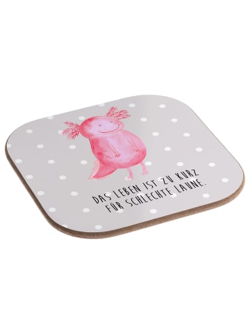 Mr. & Mrs. Panda Bierdeckel Axolotl Glücklich mit Spruch in Grau Pastell