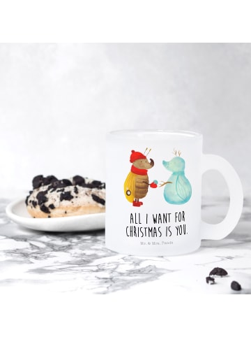 Mr. & Mrs. Panda Kaffeetasse Nachtfalter Schneemann mit Spruch in Transparent