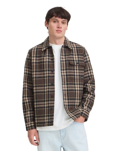 BLEND Langarmshirt Knopfleiste Karomuster Modisch in Braun