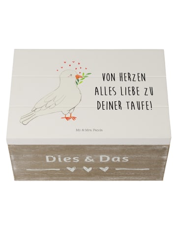 Mr. & Mrs. Panda Box Taube Taufe mit Spruch in Weiß