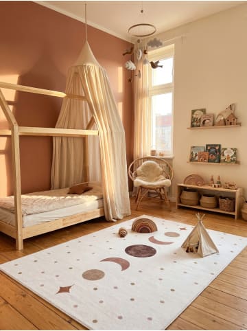 KADIMA DESIGN Flachgewebeteppich Art-Déco Bögen Retro Waschbar in Creme