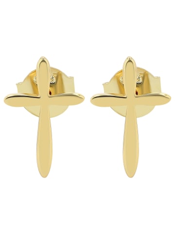 Adeliás Damen Ohrringe – Ohrstecker Kreuz aus 925 Silber in gold