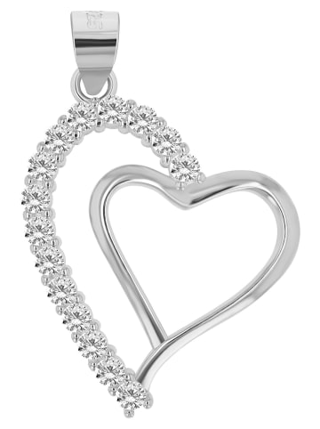 Adeliás Damen Anhänger – Herz Herzanhänger aus 925 Silber mit Zirkonia in silber