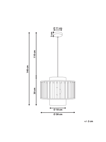 Beliani Pendelleuchten HUGLI in Messing - (W) 38 x (H) 140 x (L) 38 cm