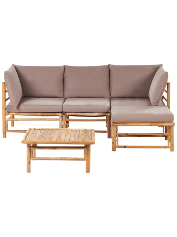 Beliani 14-tlg Sitzgruppe CERRETO in Braun/Beige/Grau
