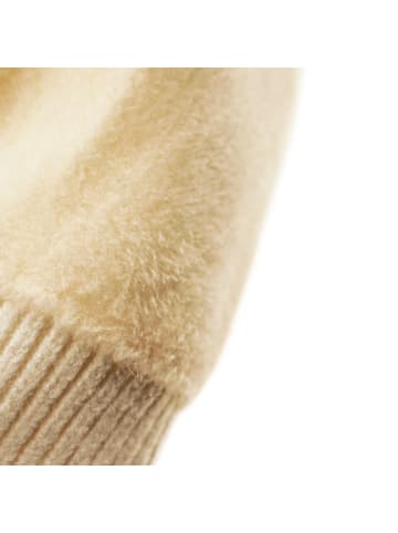 Faera Strickmütze mit weißem Plüsch Wintermütze OneSize für Unisex in Taupe