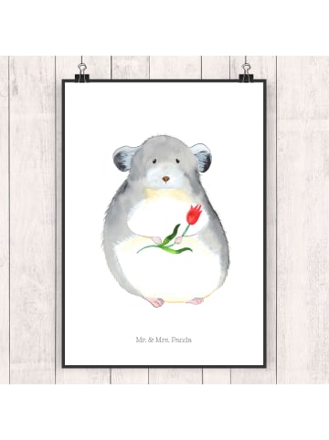 Mr. & Mrs. Panda Poster Chinchilla Blume ohne Spruch in Weiß