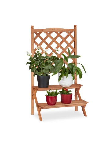 relaxdays Blumentreppe in Natur - (B)61 x (H)110 x (T)40 cm
