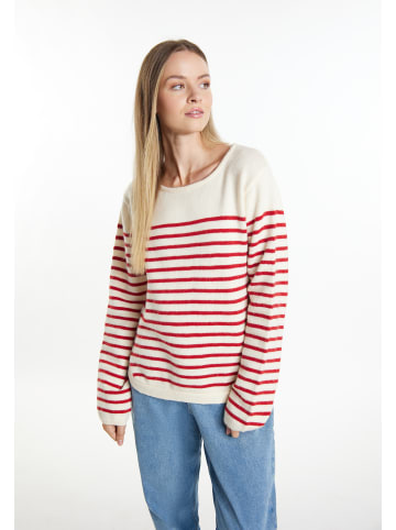 DreiMaster Maritim Damen Strickpullover in Wollweiss Rot