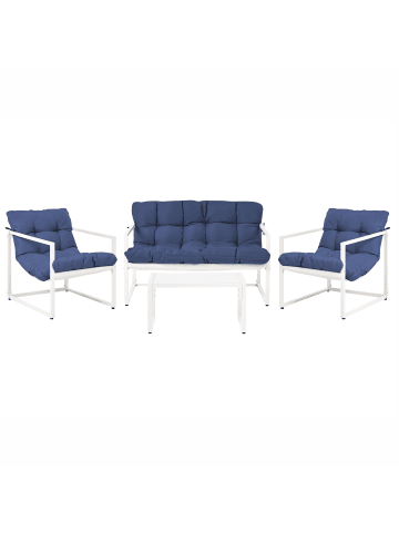 Beliani 4-tlg Sitzgruppe GARDA in Blau/Weiß