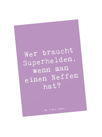Mr. & Mrs. Panda Postkarte Spruch Neffe Held mit Spruch in Lavendeltraum