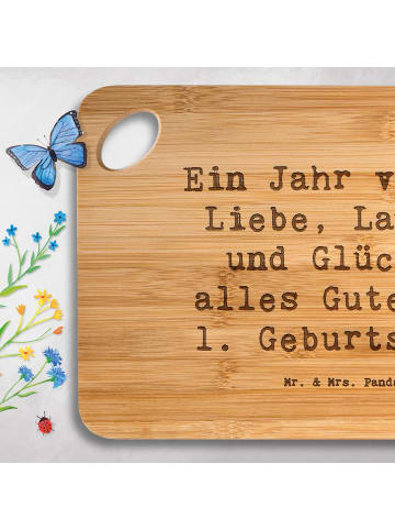 Mr. & Mrs. Panda Holzbrett Spruch 1. Geburtstag Liebe Lachen Glü... in Braun