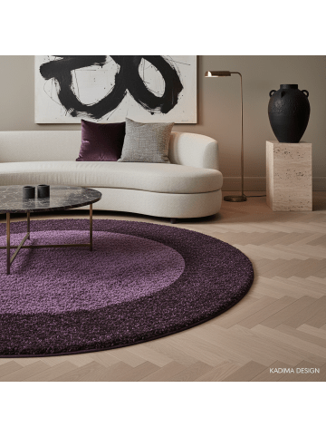KADIMA DESIGN Teppich Hochflor Shaggy Waschbar Bordüre RHEIN Strapazierfähig in Violett