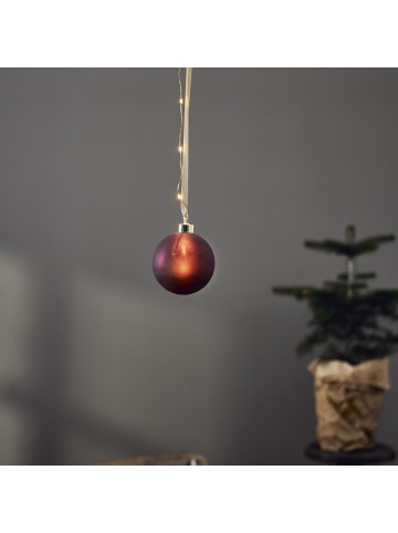 MARELIDA LED Weihnachtskugel beleuchtet aus Glas D: 10cm in rot