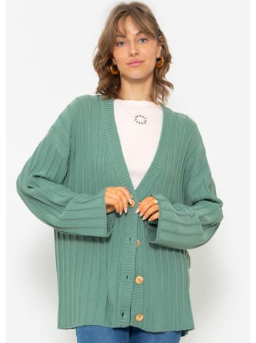 SASSYCLASSY Oversize Strick-Cardigan in grün