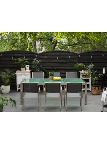 Beliani Esstisch GROSSETO in Transparent/Silber - (W) 100 x (H) 74 x (L) 220 cm