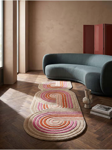 KADIMA DESIGN Wollteppich Kurzflor SOAR Geometrisch Abstrakt Handgetuftet Naturfaser in Rosa