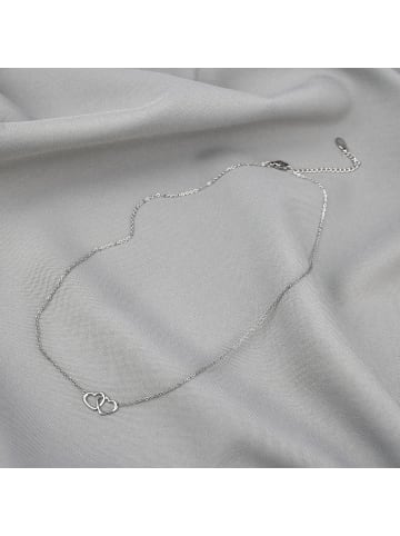 ANELY Edelstahl Halskette mit Doppelherz Anhänger in Silber