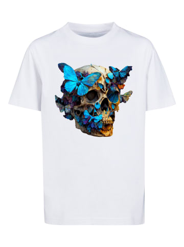F4NT4STIC T-Shirt Schmetterling Skull TEE UNISEX in weiß
