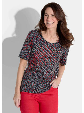 GOLDNER Kurzgröße:  Shirt in schwarz / grau / rot / gemustert