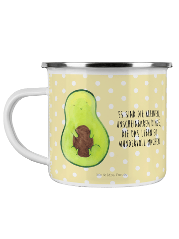 Mr. & Mrs. Panda Kaffeetasse Avocado Kern mit Spruch in Gelb Pastell