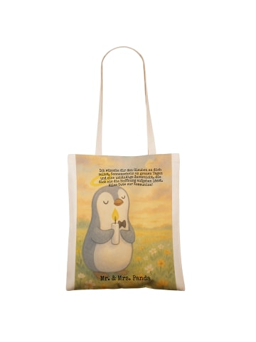 Mr. & Mrs. Panda Shopping Bag Pinguin Kommunion Design mit Spruch in Weiß