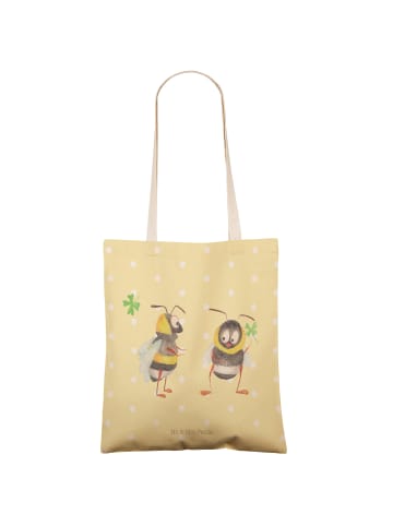 Mr. & Mrs. Panda Stofftasche Hummeln Kleeblatt ohne Spruch in Gelb Pastell