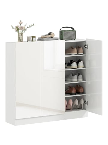 HOMCOM Schuhschrank-106,4L x 34B x 108,5H cm-Weiß