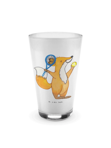 Mr. & Mrs. Panda Trinkbecher Glas Fuchs Tennis spielen ohne Spruch in Transparent