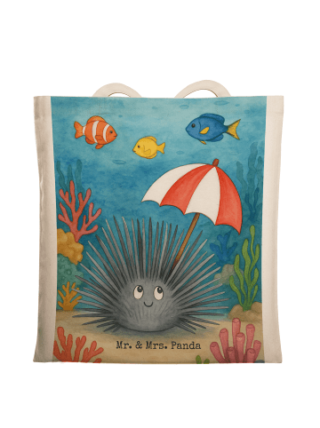 Mr. & Mrs. Panda Tote Bag Seeigel Design ohne Spruch in Weiß