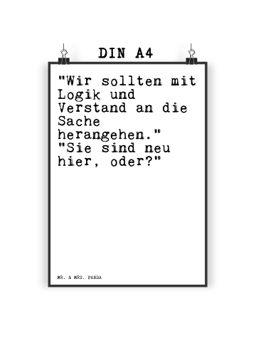 Mr. & Mrs. Panda Bild "Wir sollten mit Logik... mit Spruch in Weiß