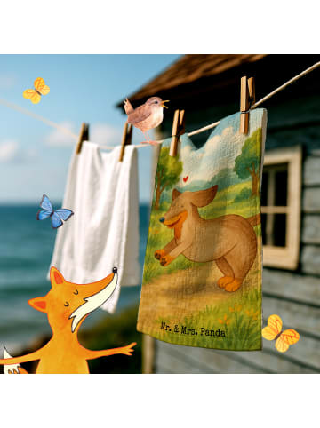 Mr. & Mrs. Panda Gästehandtücher Hund Dackel Design ohne Spruch in Weiß