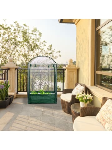 relaxdays Balkongewächshaus in Transparent/ Grün - (B)89 x (H)153 x (T)49 cm