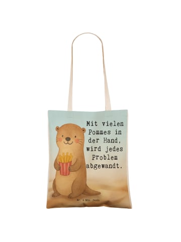 Mr. & Mrs. Panda Einkaufstasche Otter See Pommes Design mit Spruch in Weiß