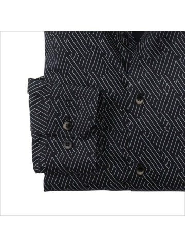 OLYMP  Knopfleisten Langarmshirt für Herren in schwarz