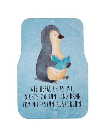 Mr. & Mrs. Panda Automatte Pinguin Buch mit Spruch in Eisblau