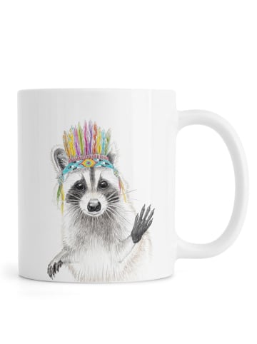 Juniqe Tasse "Raccoon" in Braun & Weiß