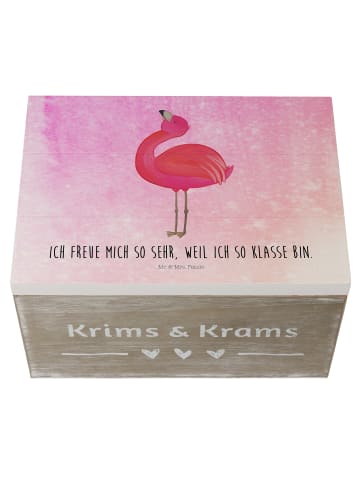 Mr. & Mrs. Panda Schatulle Flamingo Stolz mit Spruch in Aquarell Pink