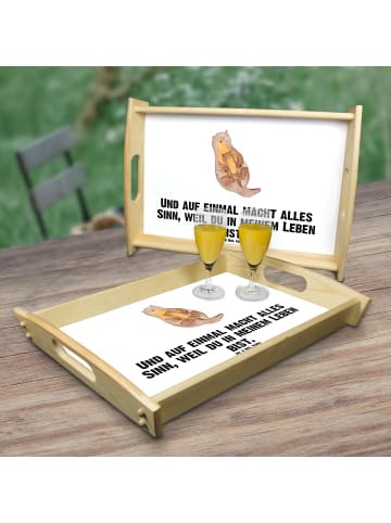 Mr. & Mrs. Panda Holztablett Otter Kind mit Spruch in Weiß