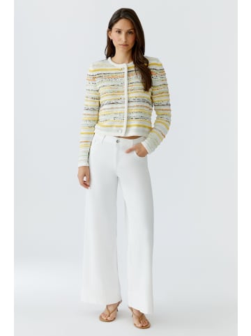 Oui Strickjacke in white yellow