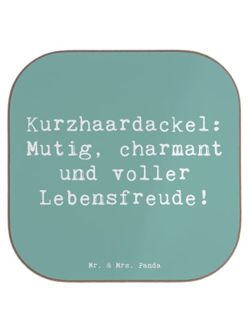 Mr. & Mrs. Panda Tassenuntersetzer Spruch Mutiger Dackel mit Spruch in Meeresbrise